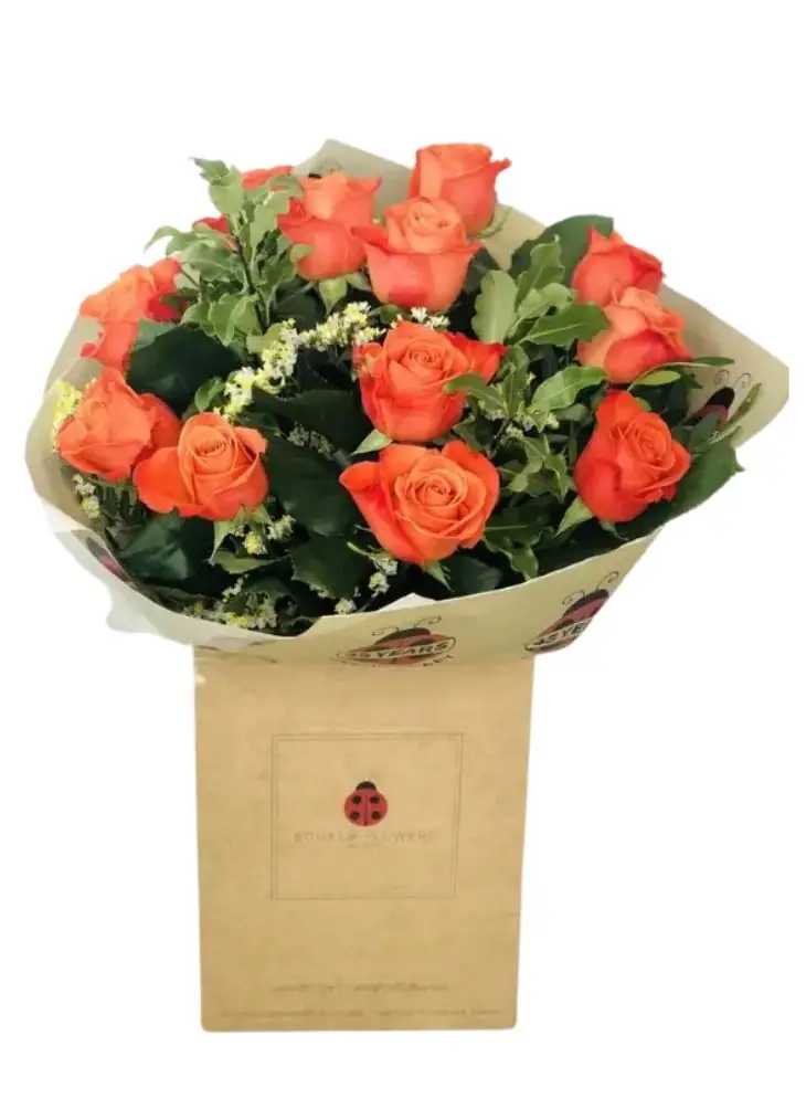12 Orange Roses Handtied Bouquet