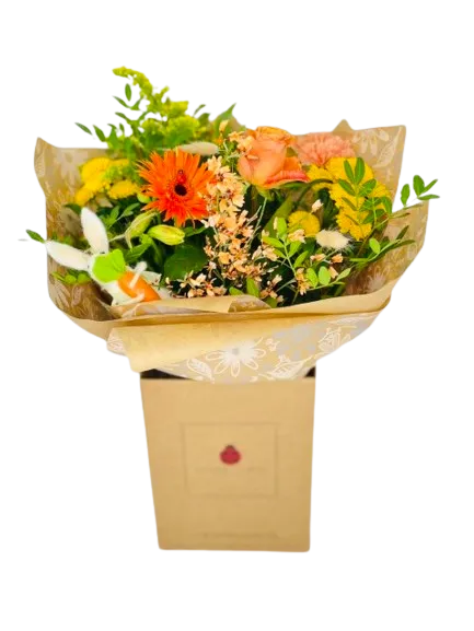 Bright Easter Flower Bouquet with Felt Bunny Decoration