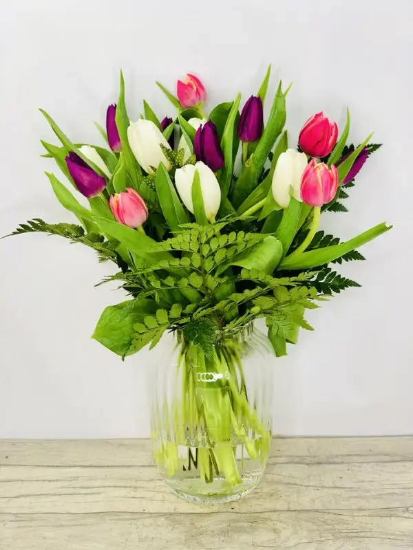 Candy Crush Pink Tulip Vase of Flowers