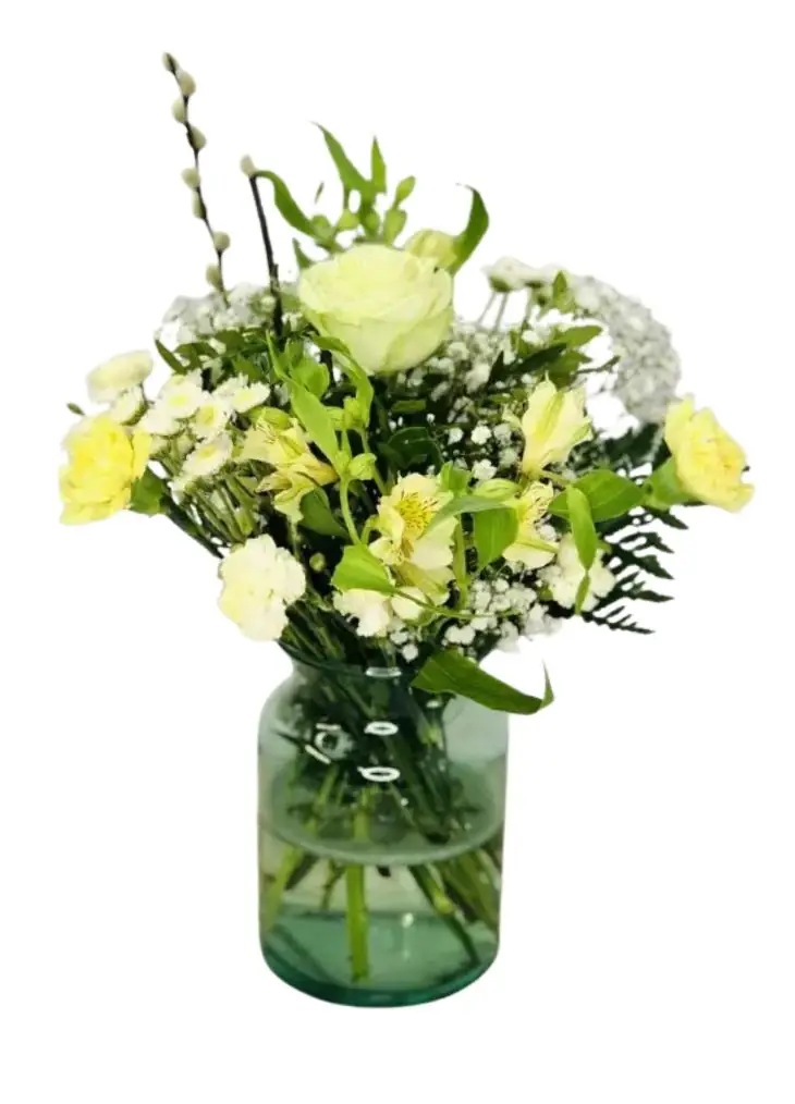 Cute as Button New Baby Vase of Neutral Flowers