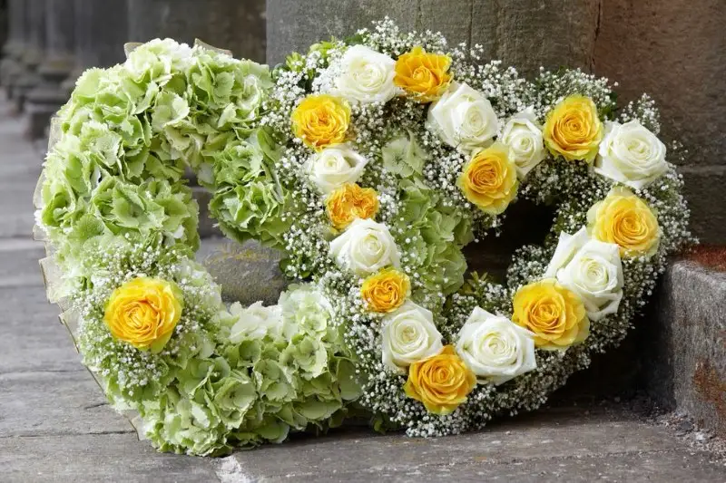 Double Open Heart Yellow Green and White Double Open Heart Yellow Green and White
