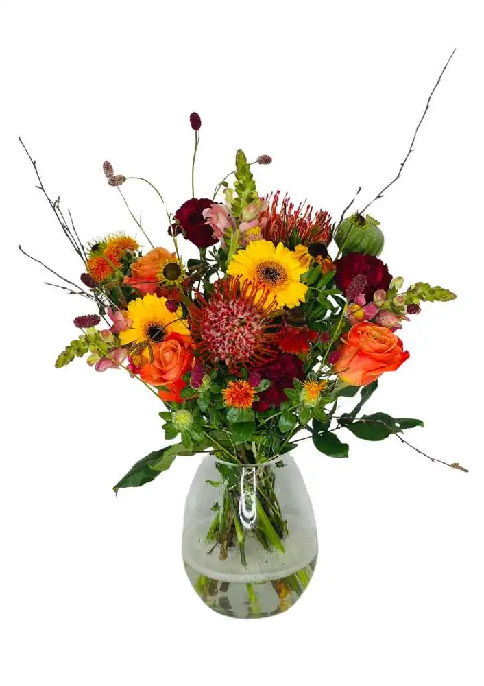 Fireside Warmth Autumn bouquet in vase