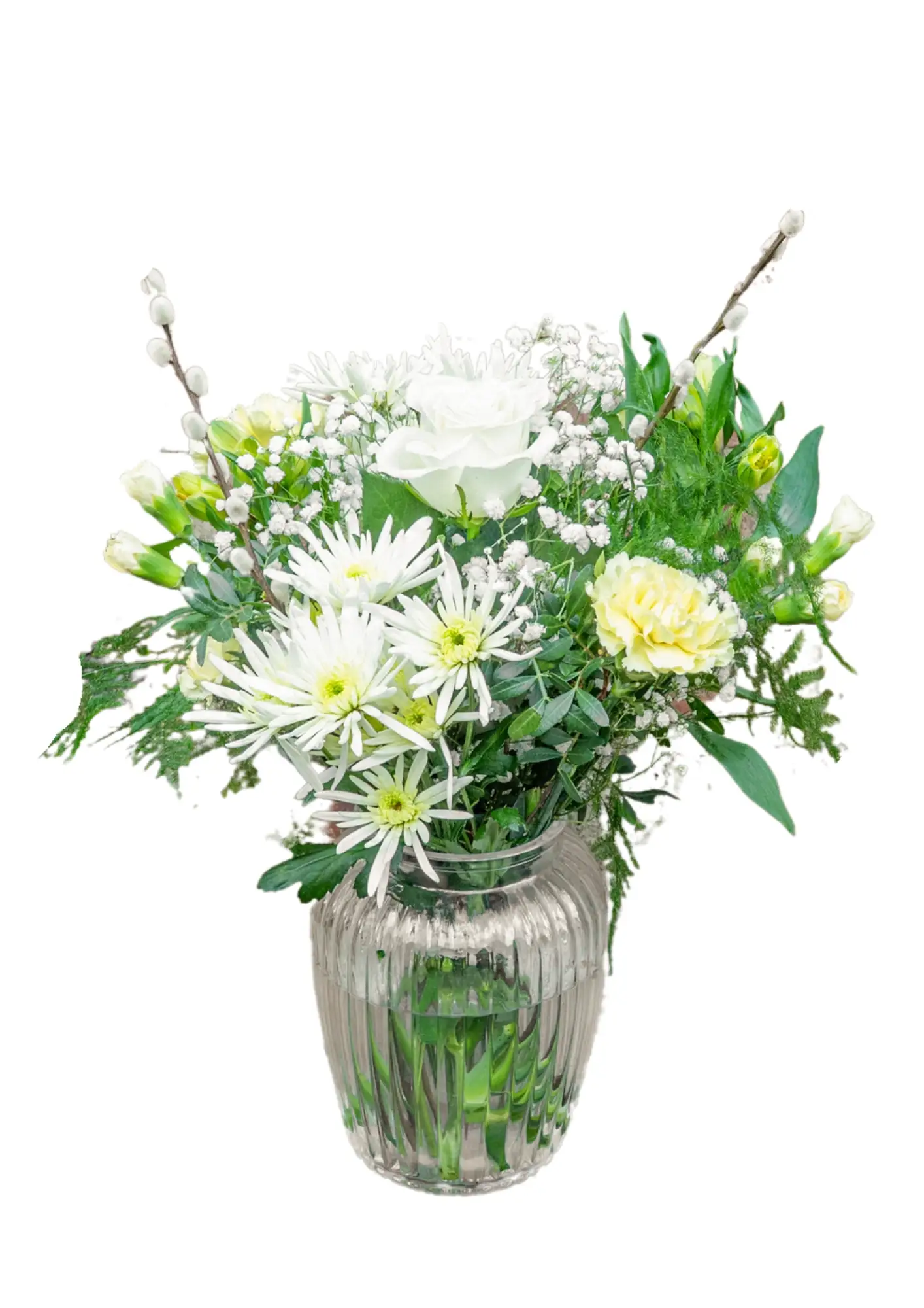 Heartfelt Wishes Vase of Whites and Lemon Flowers