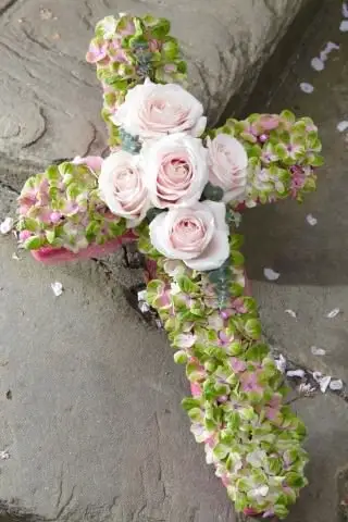 Hydrangea and Rose Funeral Cross Hydrangea and Rose Funeral Cross