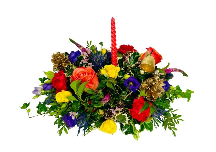 Jingle Bell Fresh Flower Table Arrangement