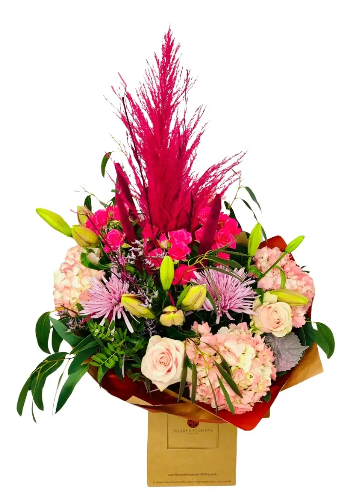 Large Manhattan Summer Hand Tied Bouquet with Pampas Large Manhattan Summer Hand Tied Bouquet with Pampas