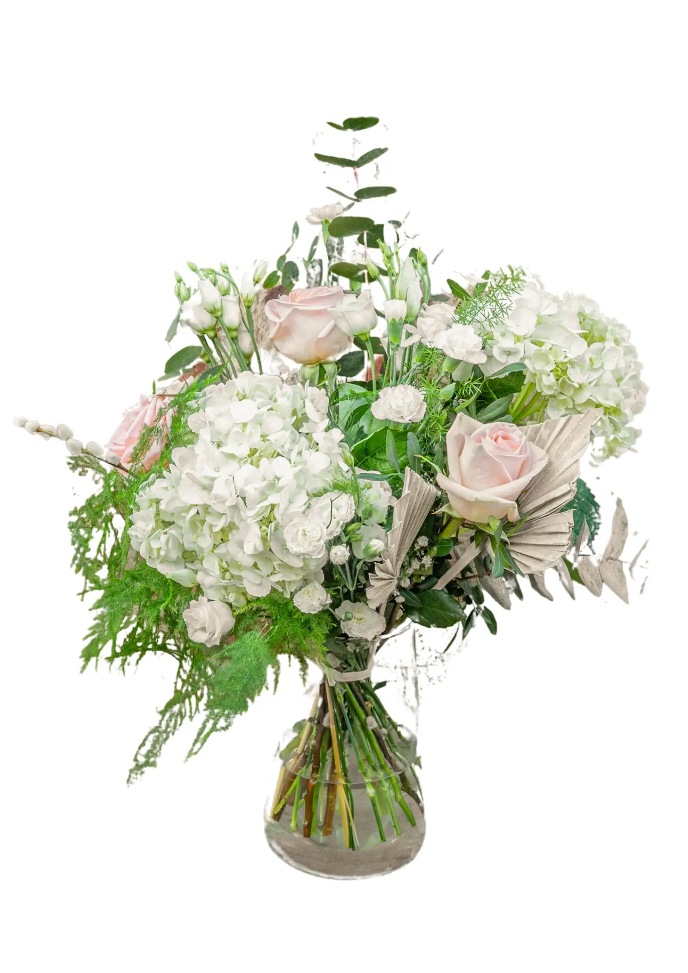 Luxury White Vase of Flowers With Pampas
