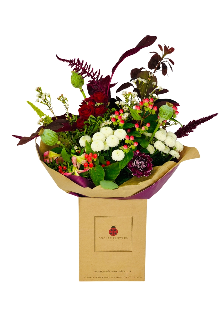 Moody autumn handtied bouquet by local Liverpool Florist