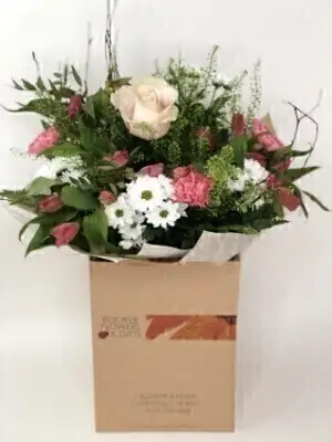 Mothers Day Cerise Rose and Pink and White Bouquet