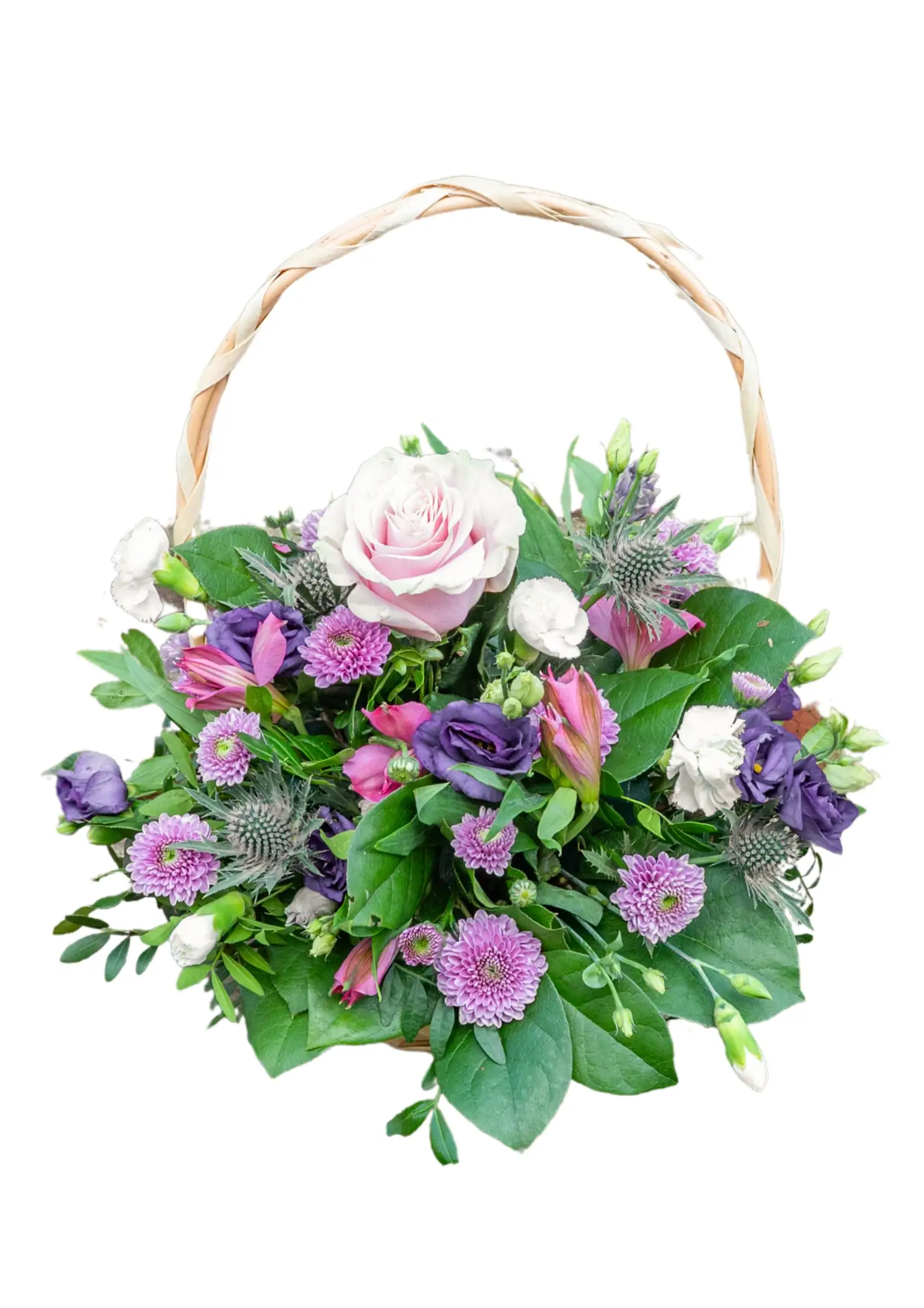 New Arrival Basket of Pink Flowers for Baby