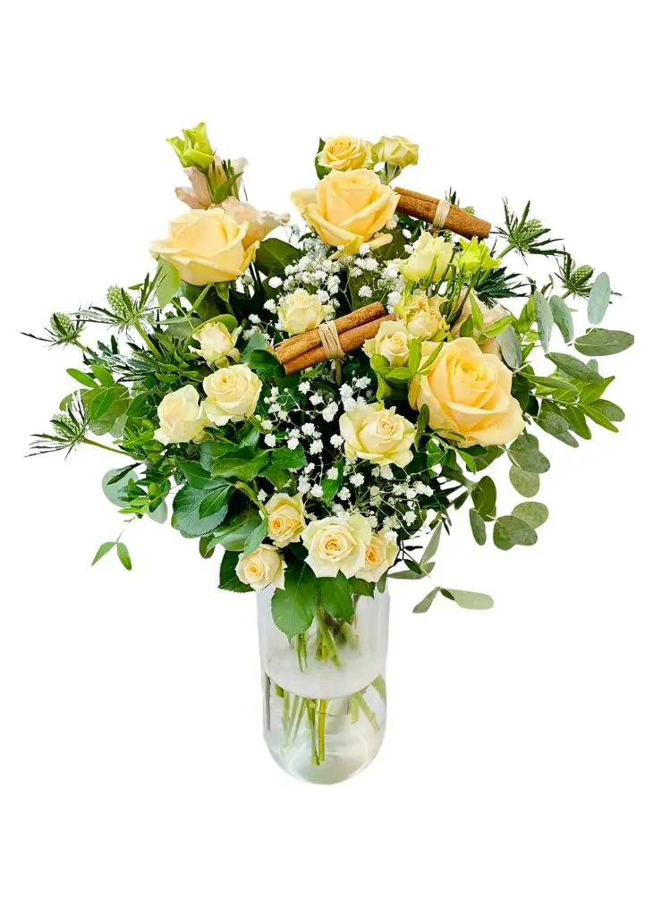 Peach Noel Christmas Vase of Flowers