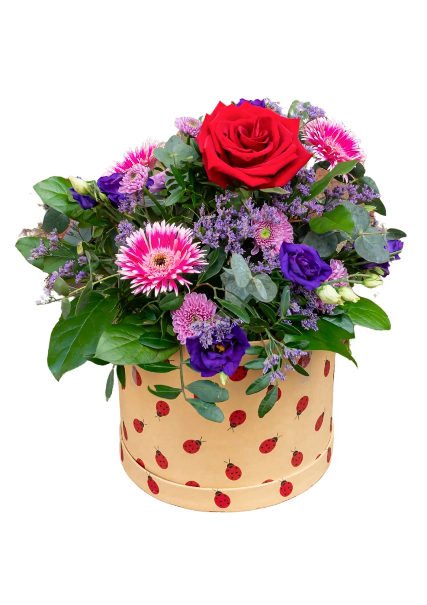 Pet Friendly Bright and Cheery Hatbox of Flowers