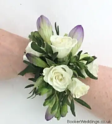 Purple and White Wrist Corsage