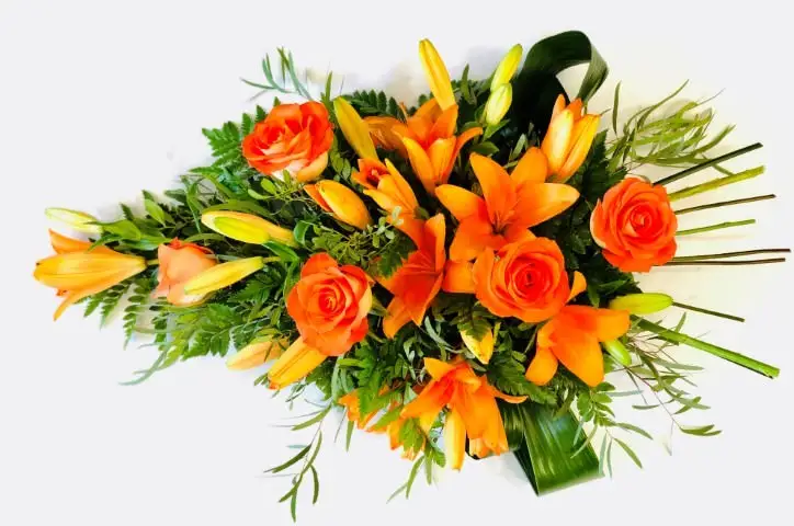 Rose and Lily Spray - Orange Large Rose and Lily Spray - Orange Large