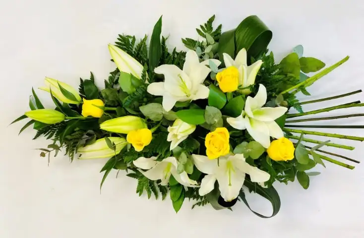 Rose and Lily Spray - Yellow and White Large Rose and Lily Spray - Yellow and White Large