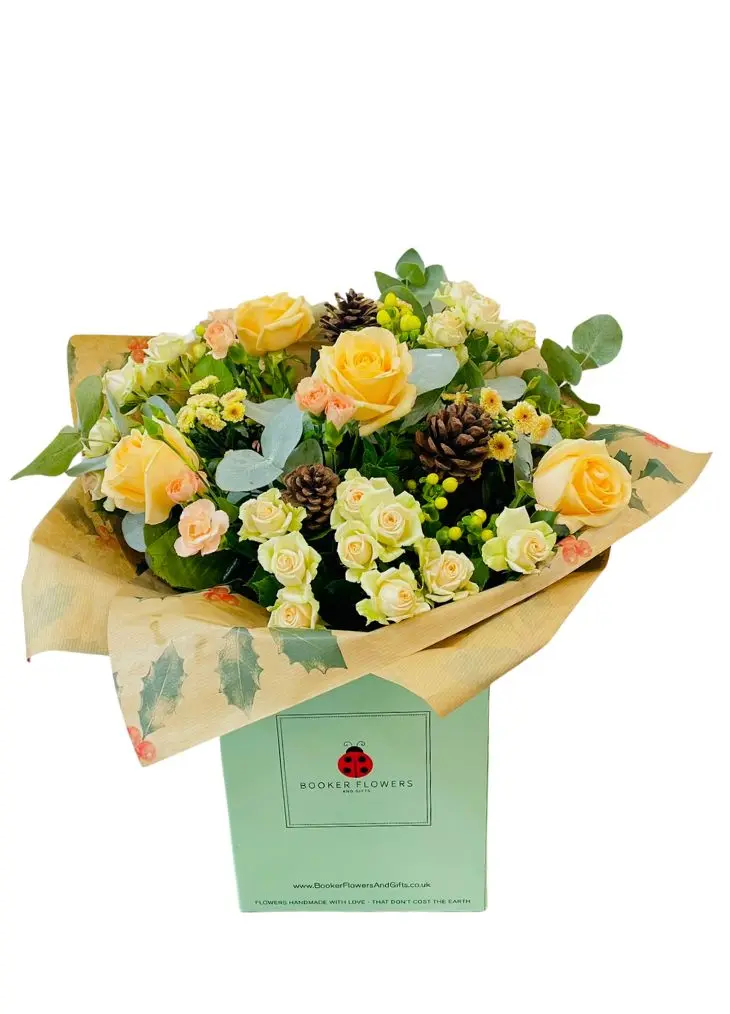 Rustic Peach Large Bouquet of Flowers for Christmas
