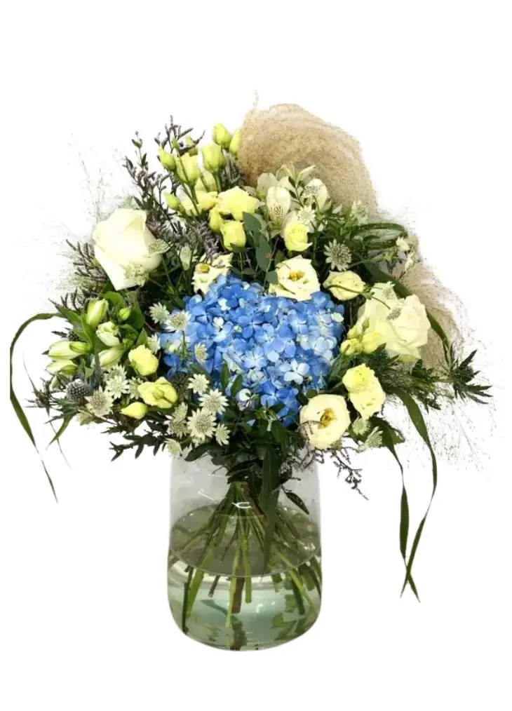 Thinking of you Vase of Blue Flowers