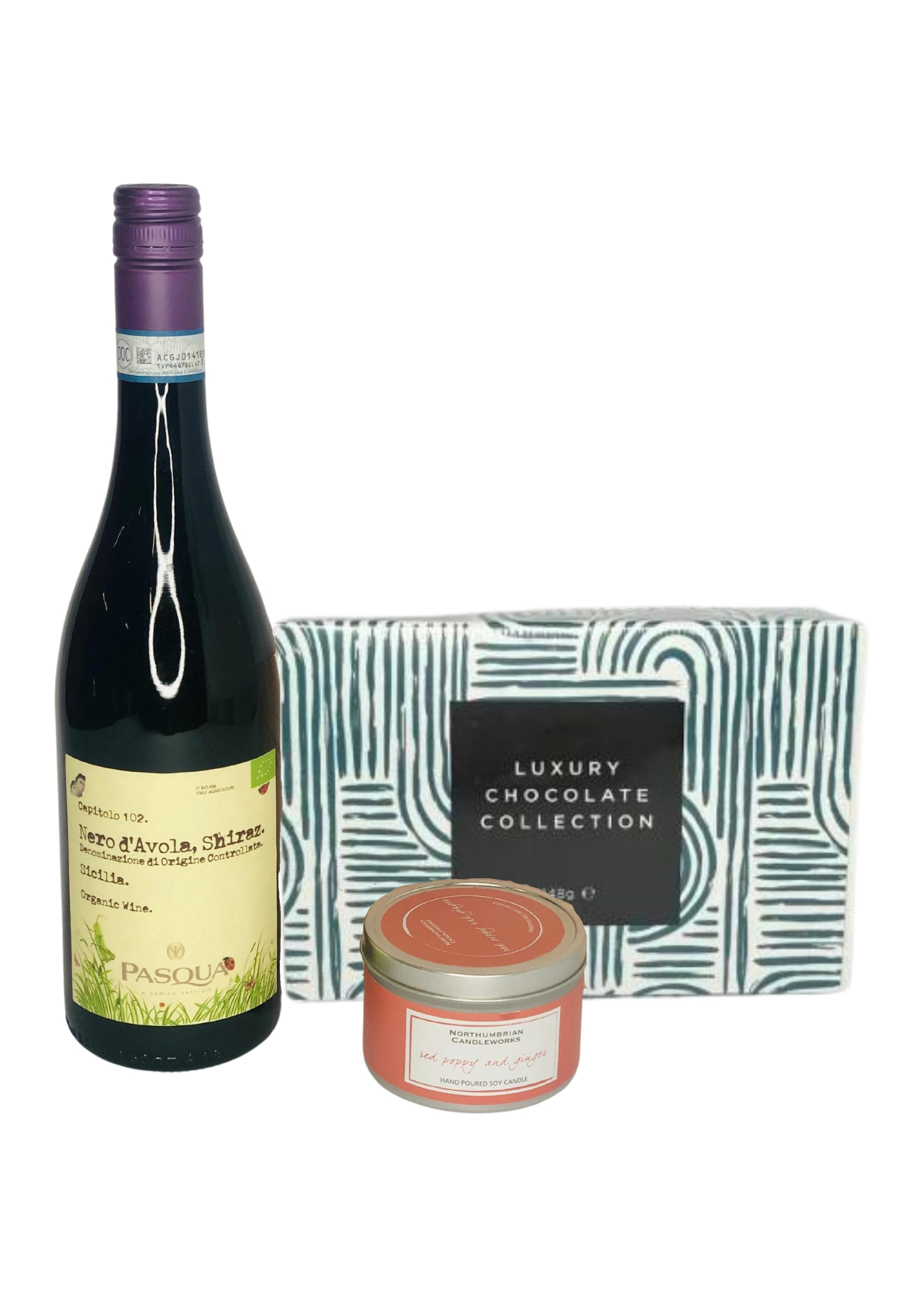 Treats for One Gift Set - Red Wine Chocolates and Scented Candle