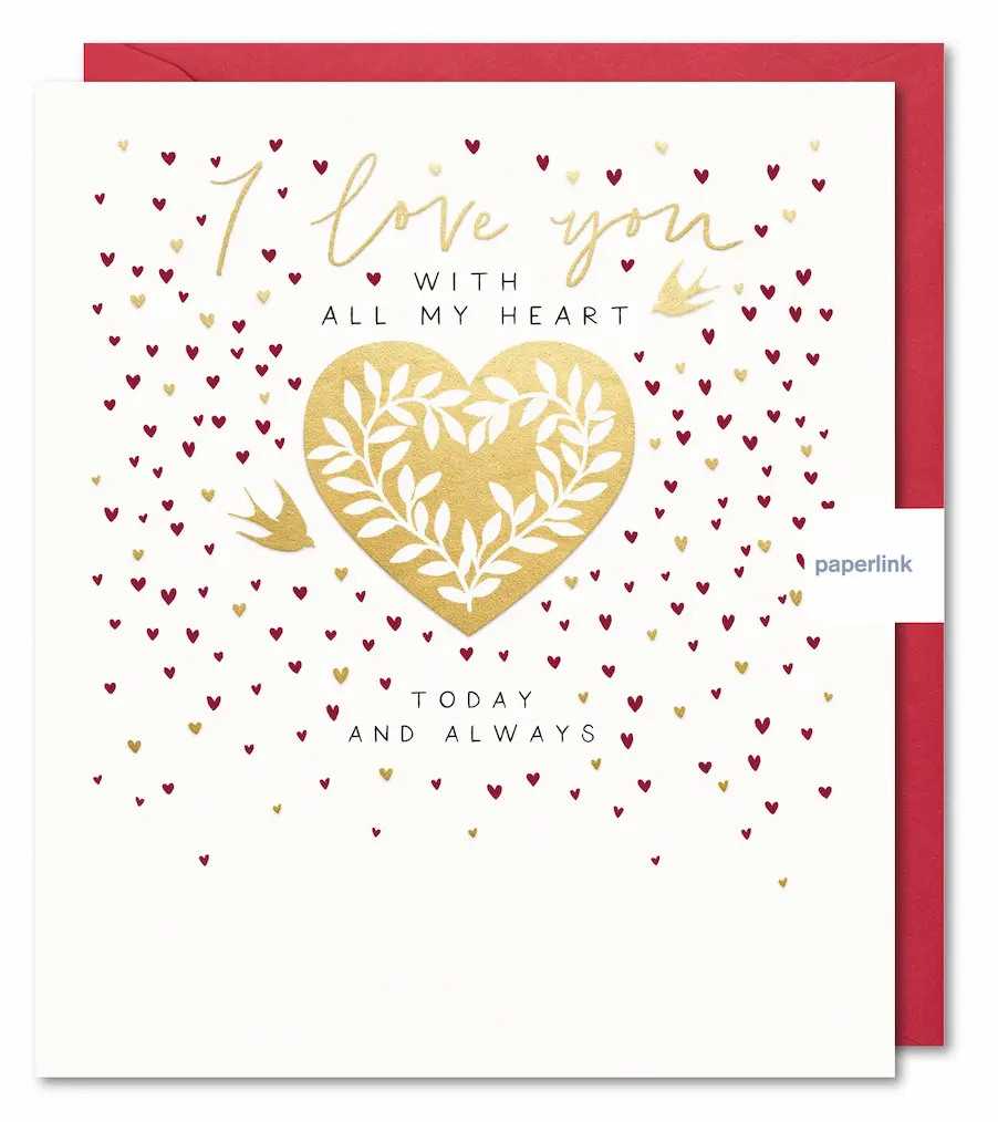 Valentines Card - Swallows and Hearts