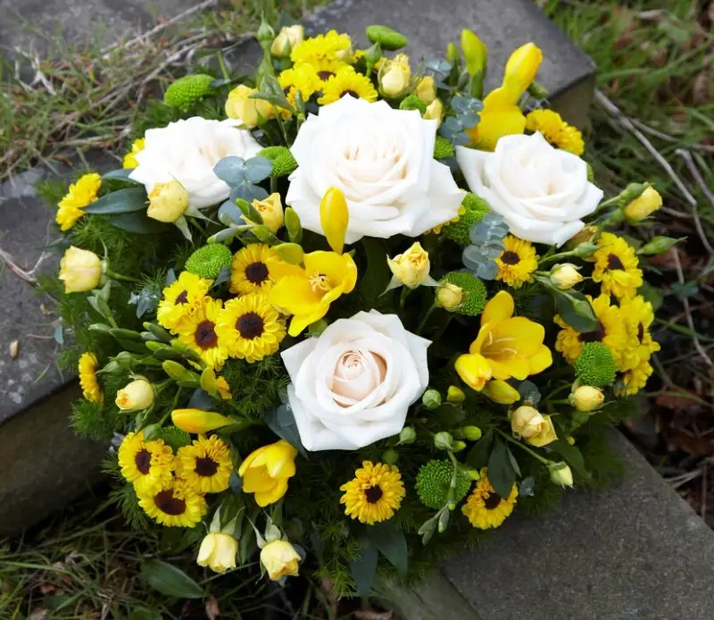 Yellow and White Posy Flower Arrangement